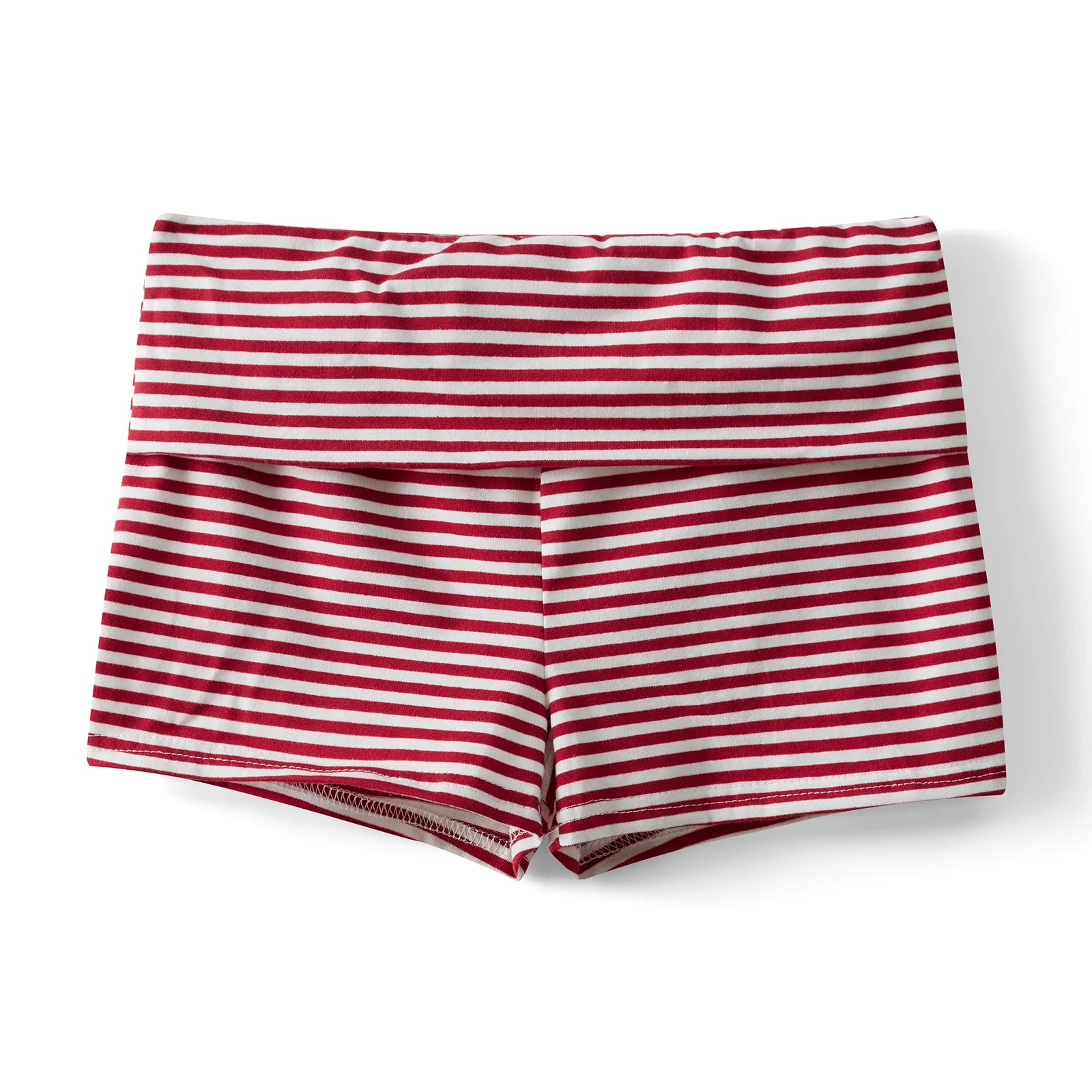 Fold Over Low Waist Pajama Bottoms Solid/Striped Slim Fit Lounge Shorts