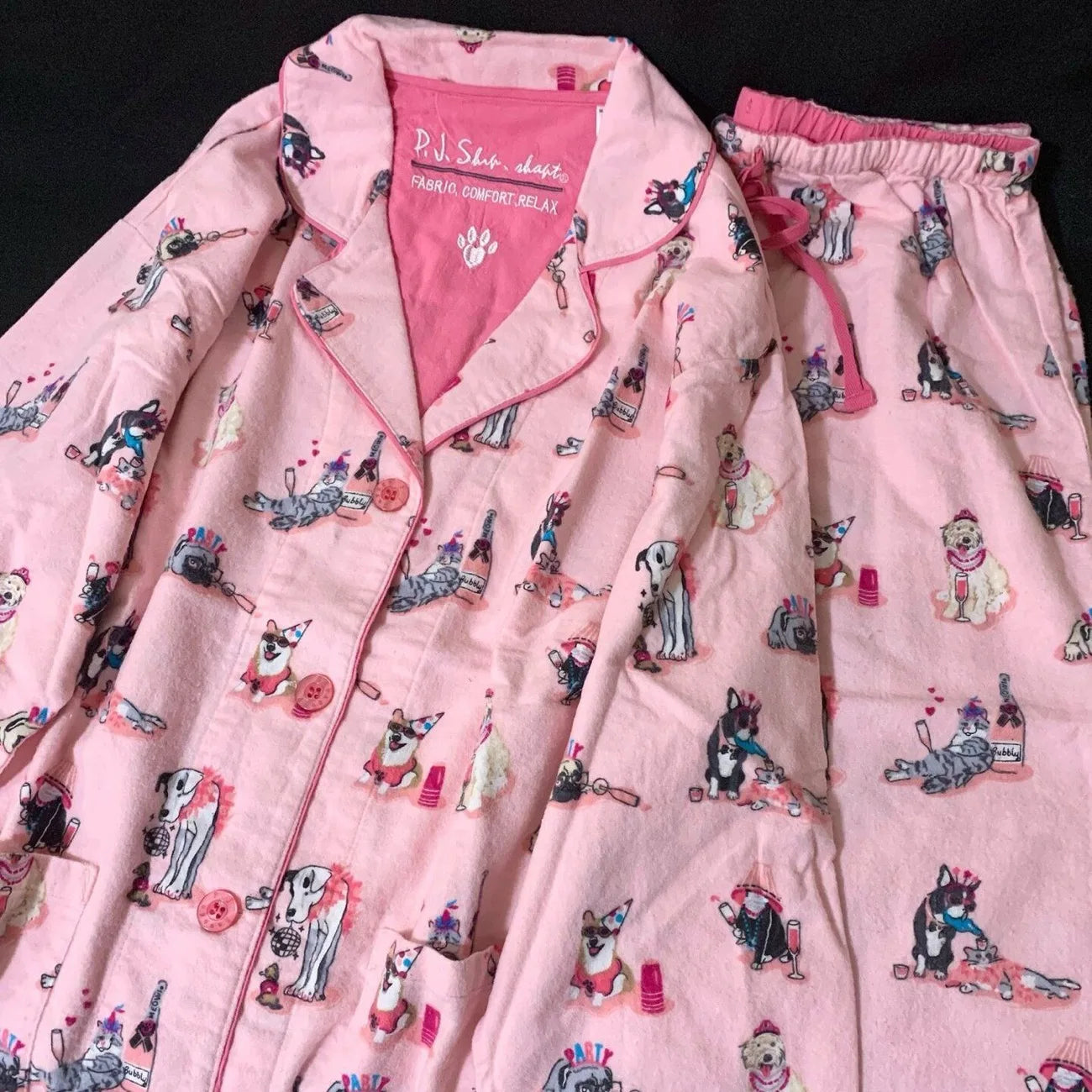 Women's Pajamas Set Cute Cartoon Print Sleepwear Top&pants Two-piece Soft Cotton Femme Nightwear