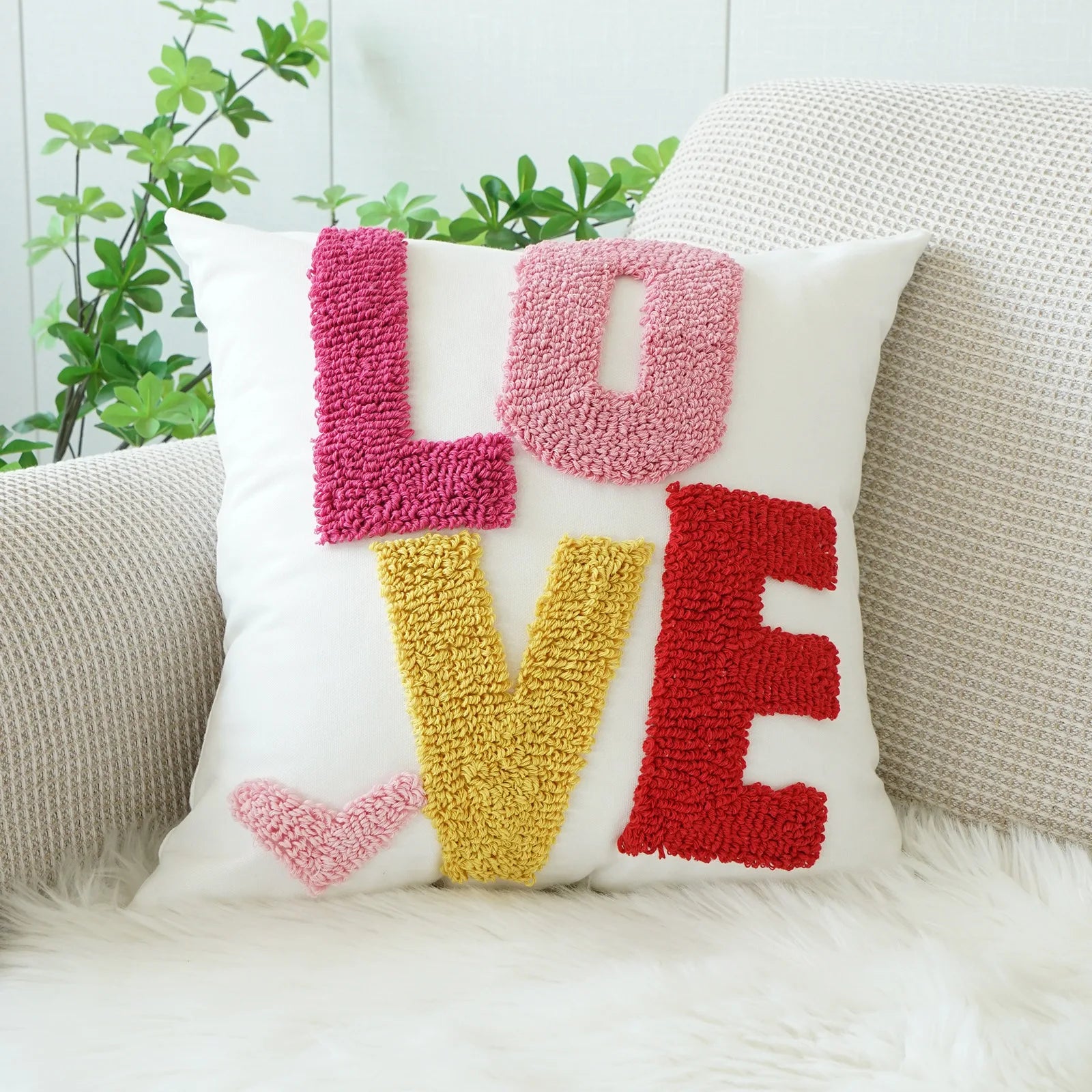 Sweet Velvet Jacquard Embroidery Throw Sofa Pillow Cover