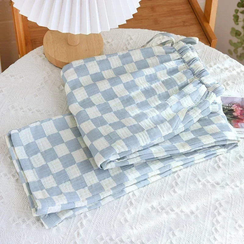 Pajamas Pants 100% Cotton Loose Casual Straight Trousers Sleep Pants