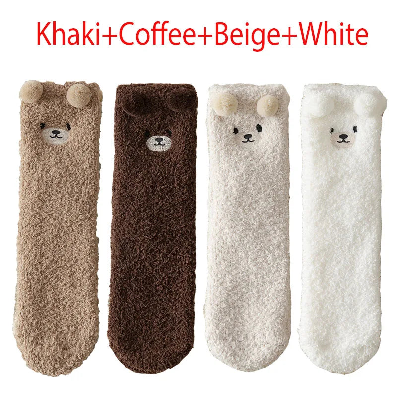 Kawaii 3D Bear Cute Animal Thick Fleece Fuzzy Socks