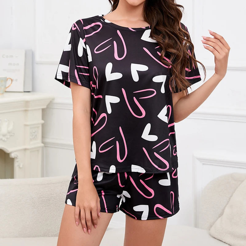 Soft Cozy Short Sleeve Tops & Shorts and Pants Sleepwear 3 Piece