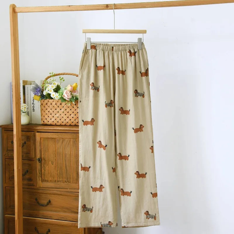 Women's Sleeper 100% Cotton Multi Color Printed Pants Casual Loose Bottoms