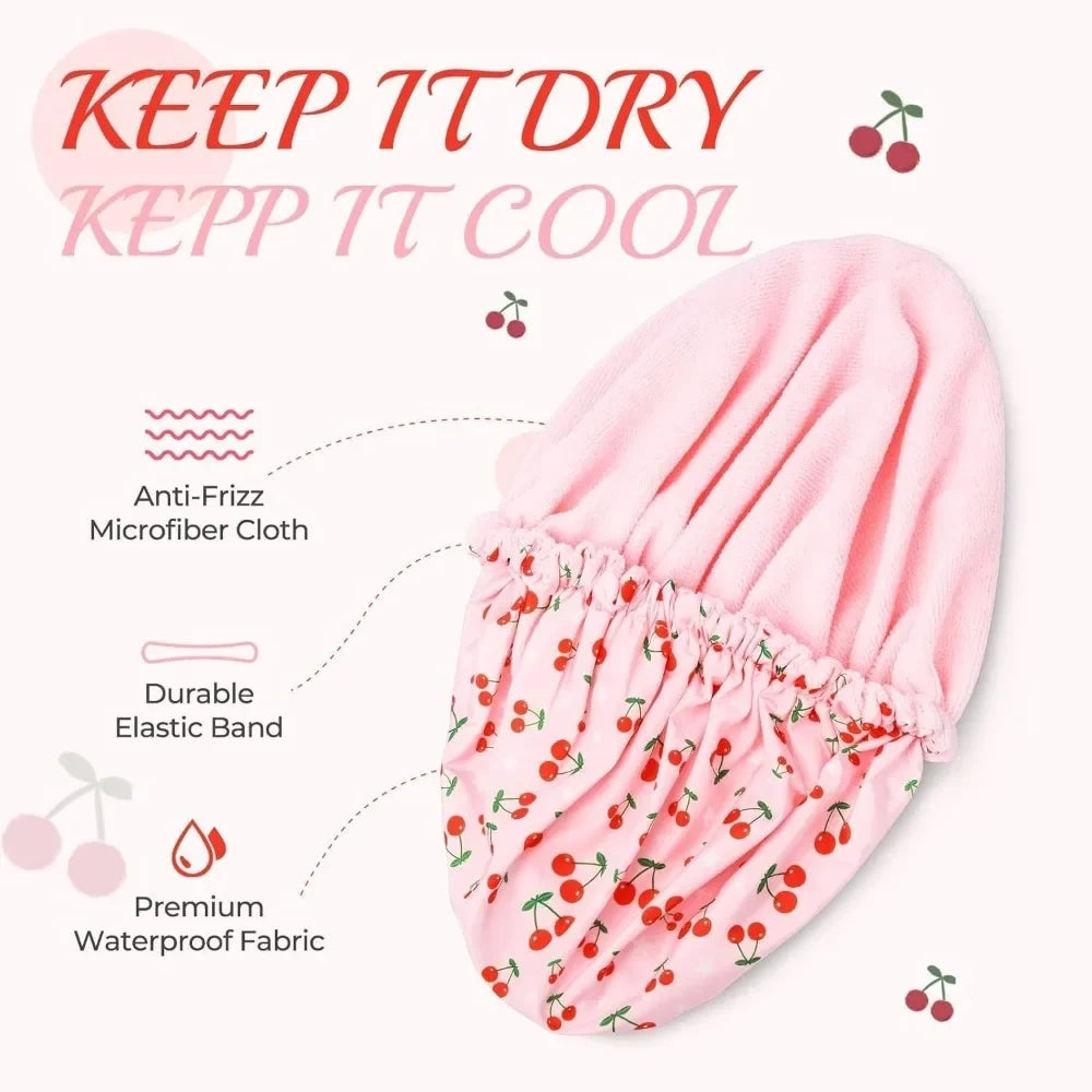 Waterproof 3 in 1 Shower Cap Adjustable Polyester Absorbent Ultra Fine Fiber Dry Cap