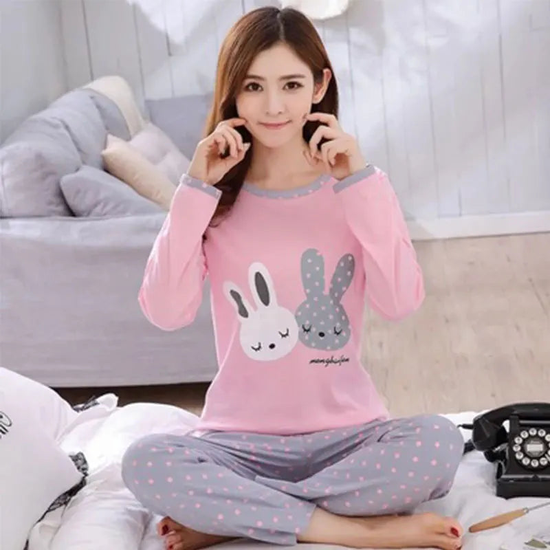 Ladies Variety of Styles Long-sleeved Long Pants Comfortable Pajamas