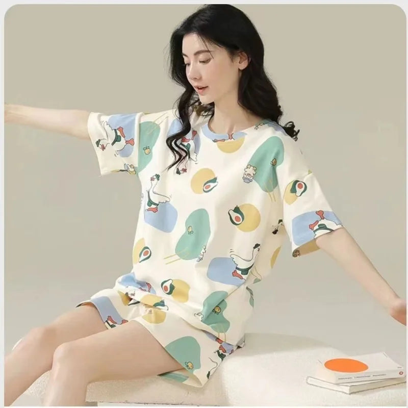 Oversized Loose-Fitting Short-Sleeved Short Pants Set
