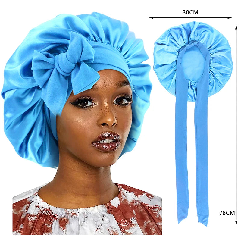 Wide Band Stretch Head Tie Silky Bonnet