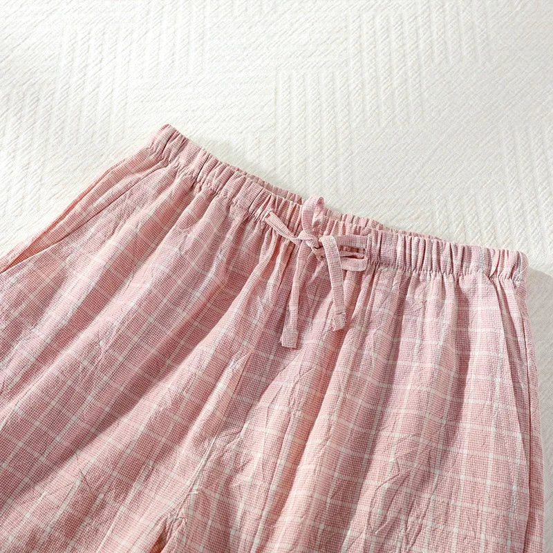 Women's Bottoms Pajamas 100% Cotton Knitted Soft Pants Loose Thin With Pockets