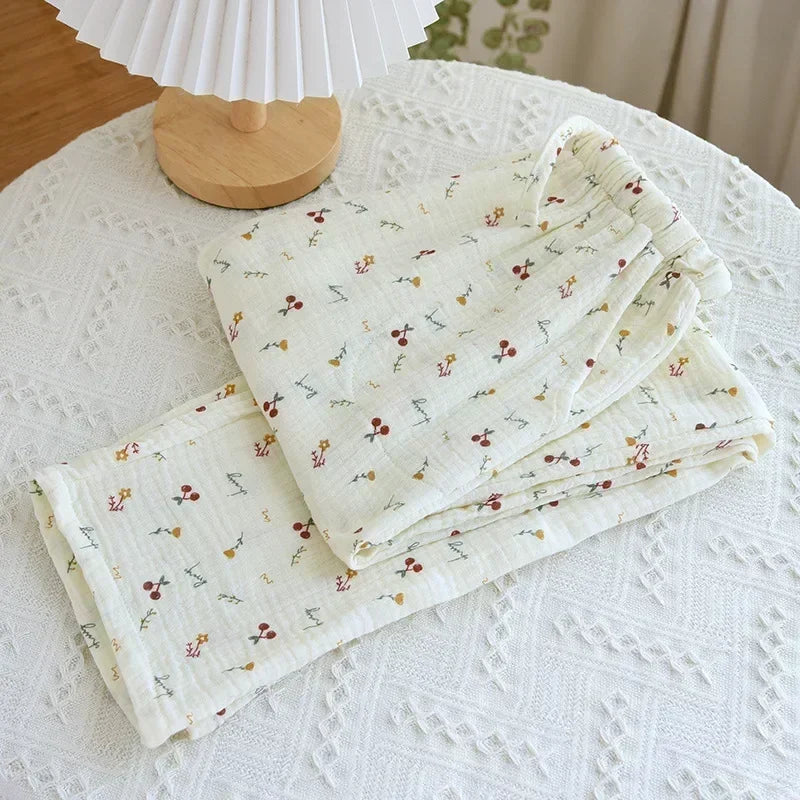 Pajamas Pants 100% Cotton Loose Casual Straight Trousers Sleep Pants