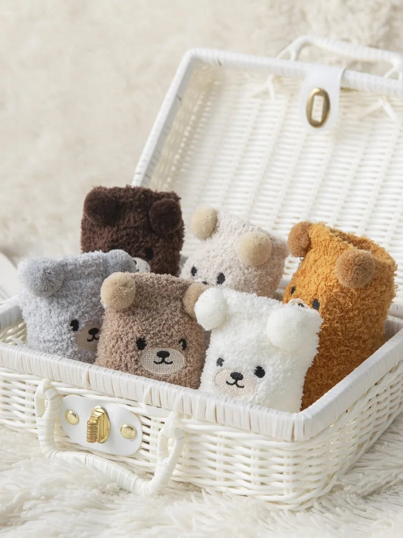 Kawaii 3D Bear Cute Animal Thick Fleece Fuzzy Socks