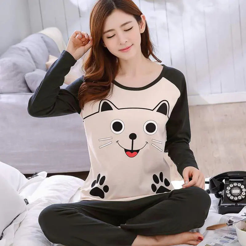 Ladies Variety of Styles Long-sleeved Long Pants Comfortable Pajamas