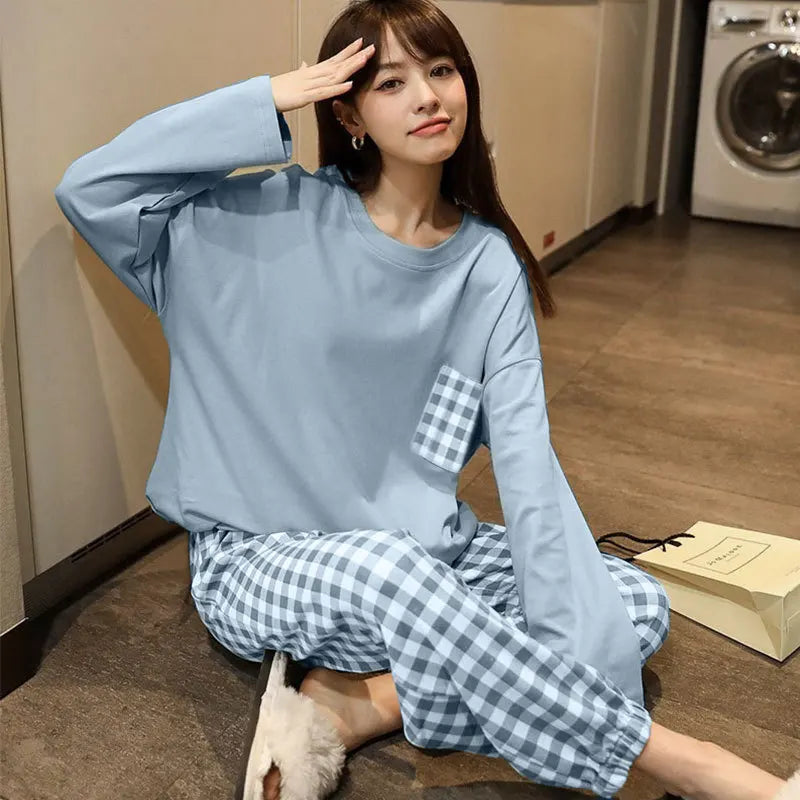 Two-Piece Long Sleeve Casual Ladies Loungewear Set