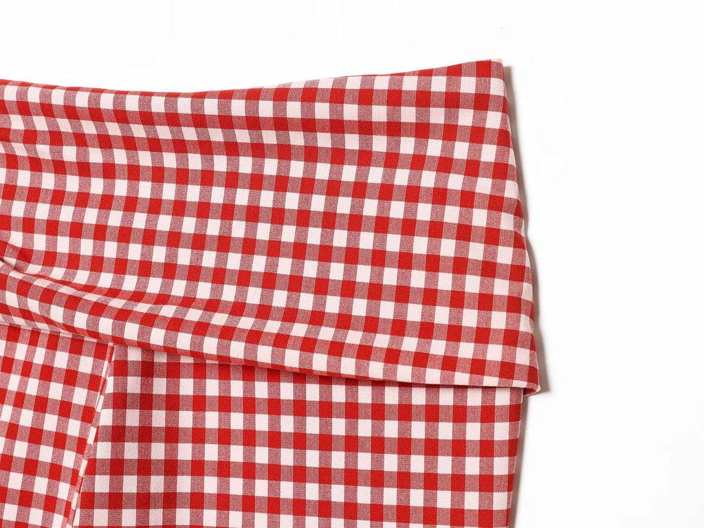 Vintage Red White Plaid 2-Piece Set Collar Zipper Sleeveless Vest+Side Slim Pant