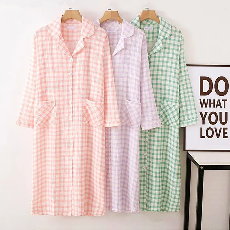 Ladies Spring Cotton Long Sleeve Night Dress
