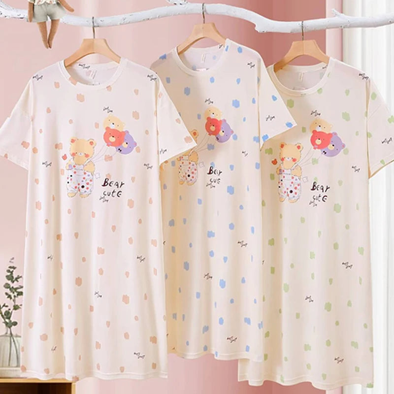 Loose Cute Long Fabric Sleepwear