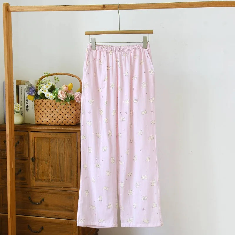 Women's Sleeper 100% Cotton Multi Color Printed Pants Casual Loose Bottoms