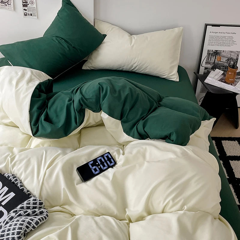 Simple Solid Color Bedding Set Soft Brushed Duvet Covers