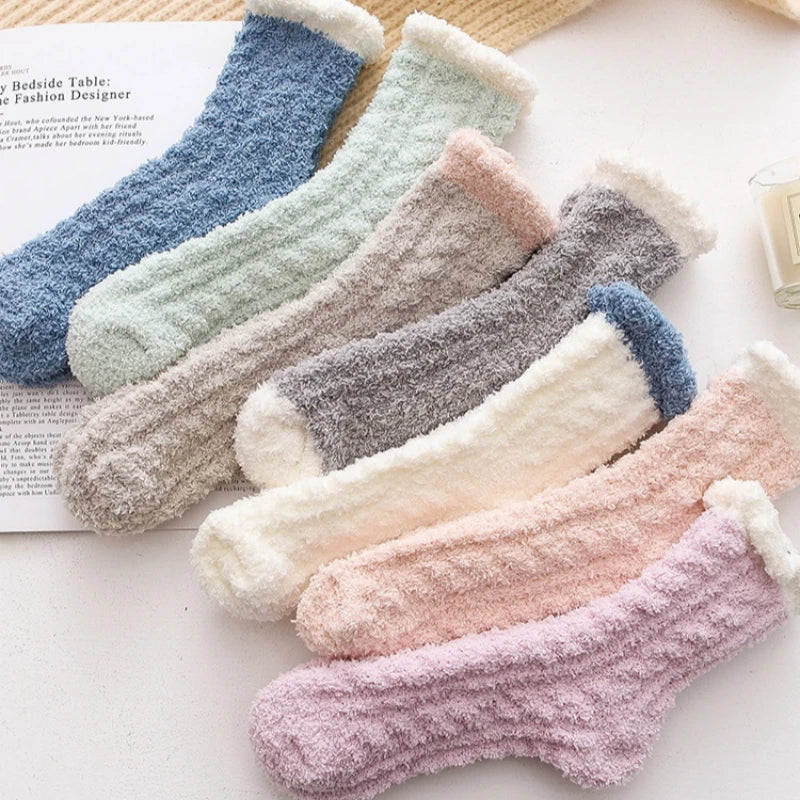 Pairs of Fuzzy Soft Cozy Fluffy Slipper Plush Socks