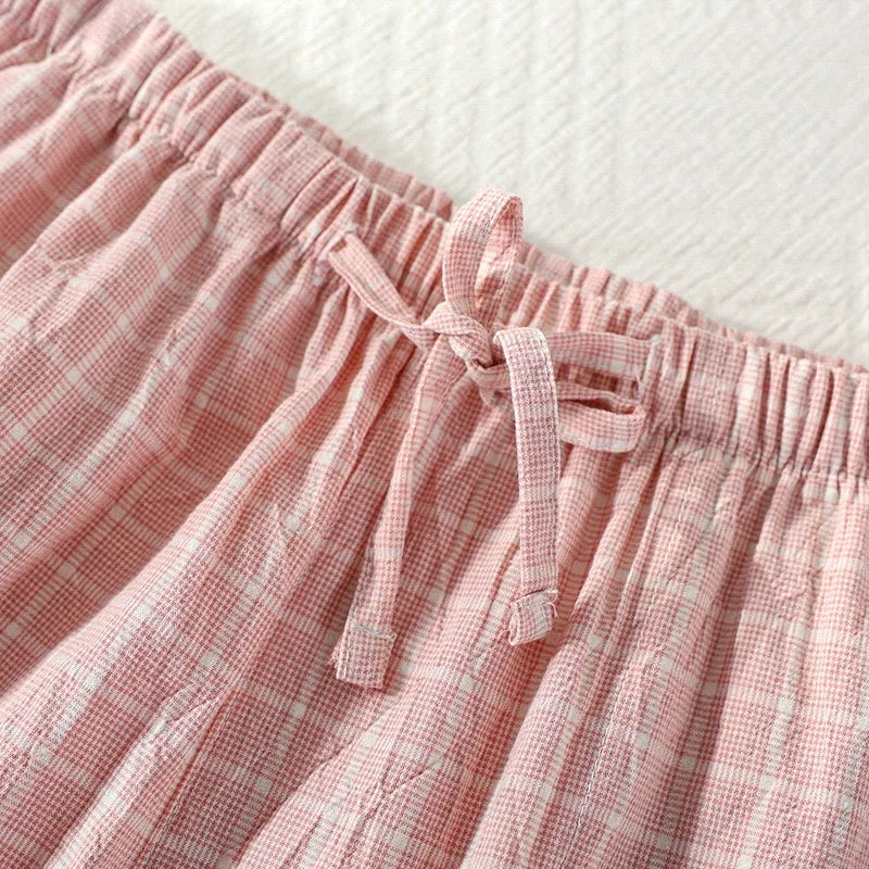 Women's Bottoms Pajamas 100% Cotton Knitted Soft Pants Loose Thin With Pockets