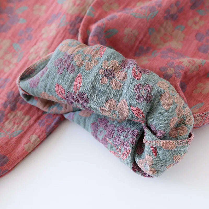 Jacquard Cute and Fresh Flower Pants 100% Cotton Loose Closing Home Pants