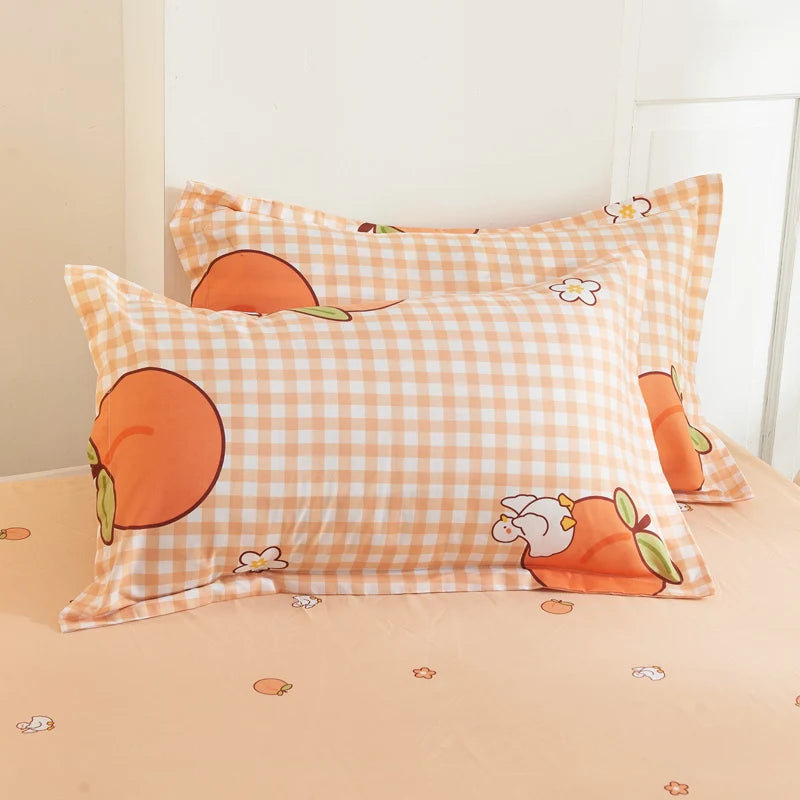 Cute 3pcs Kawaii Soft Fruit Print Bedding Sets Pillow Case Duvet Cover