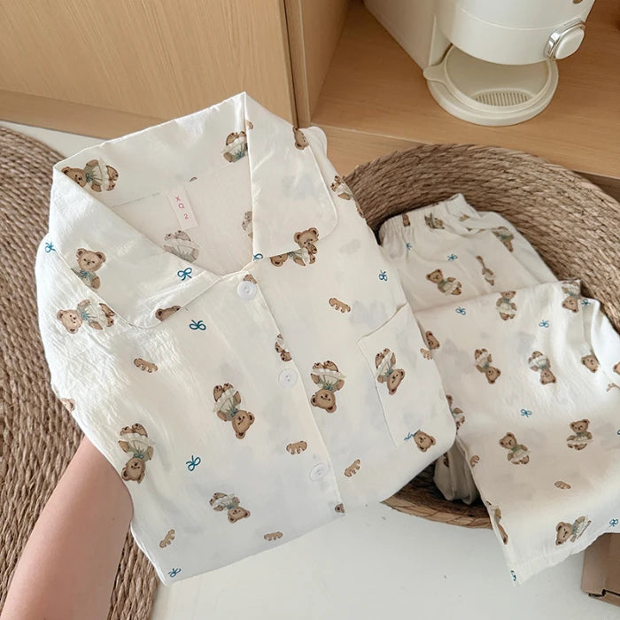 Sweet Print Women's Lapel Neck Pajamas Set