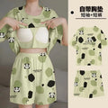 Pajama 2Pcs/Sets Short Tops and Shorts with Chest Pad