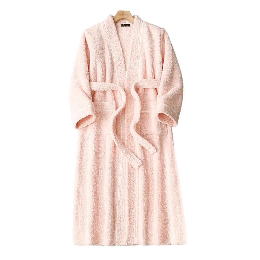 Thick Long Sleeve Flannel Robe Bathrobe