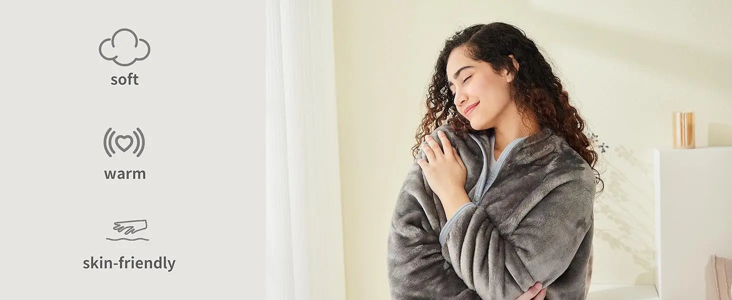 Shawl Blanket Pillow 2-in-1 with Sleeves  Wearable Adult Snuggie Coat Poncho
