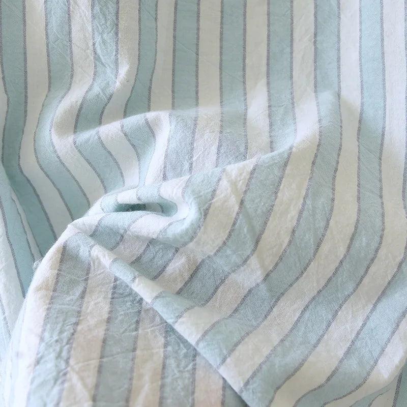 Japanese Style Women's Striped Pajama Set 100% Cotton Long Sleeve Long Pants Two Piece Set