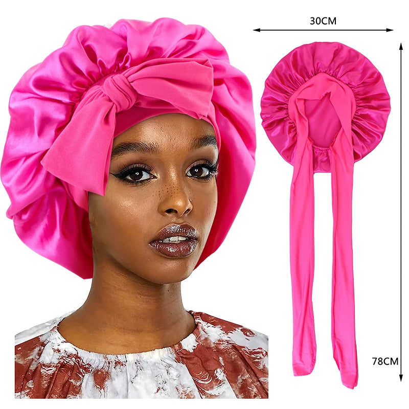 Wide Band Stretch Head Tie Silky Bonnet