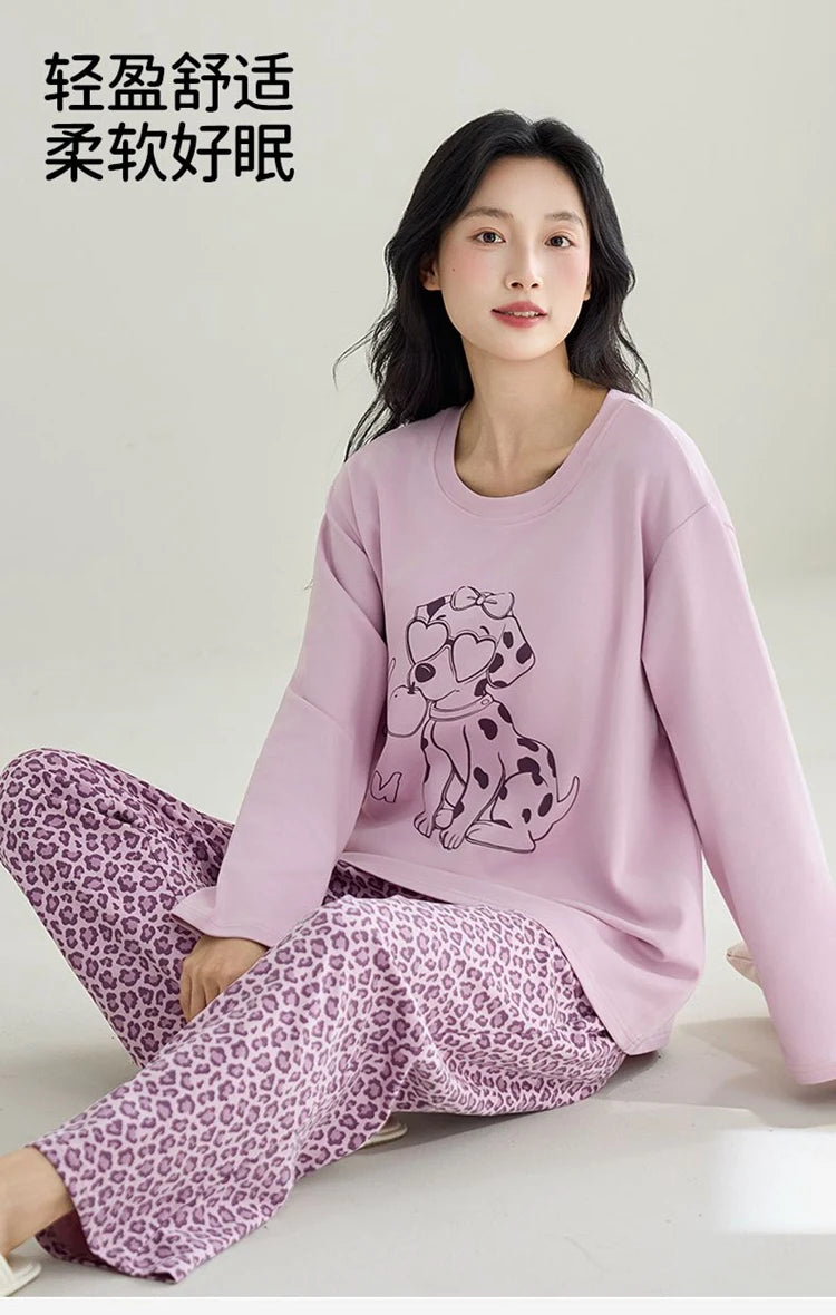 Cute Illustration Cartoon 100% Cotton Pajama Sets