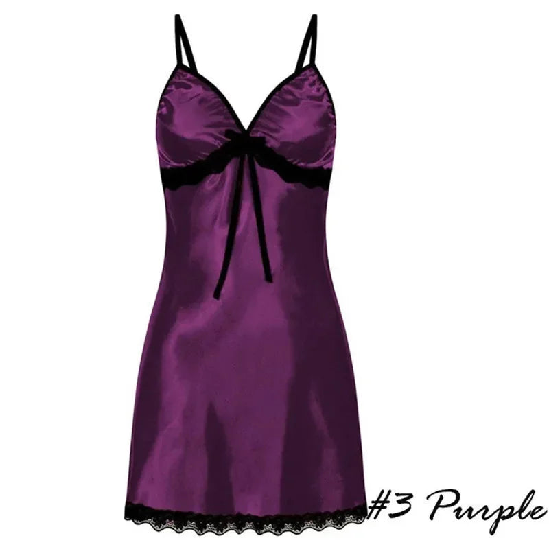 Sexy Silk Satin Nightwear Slip Dress Sleeveless