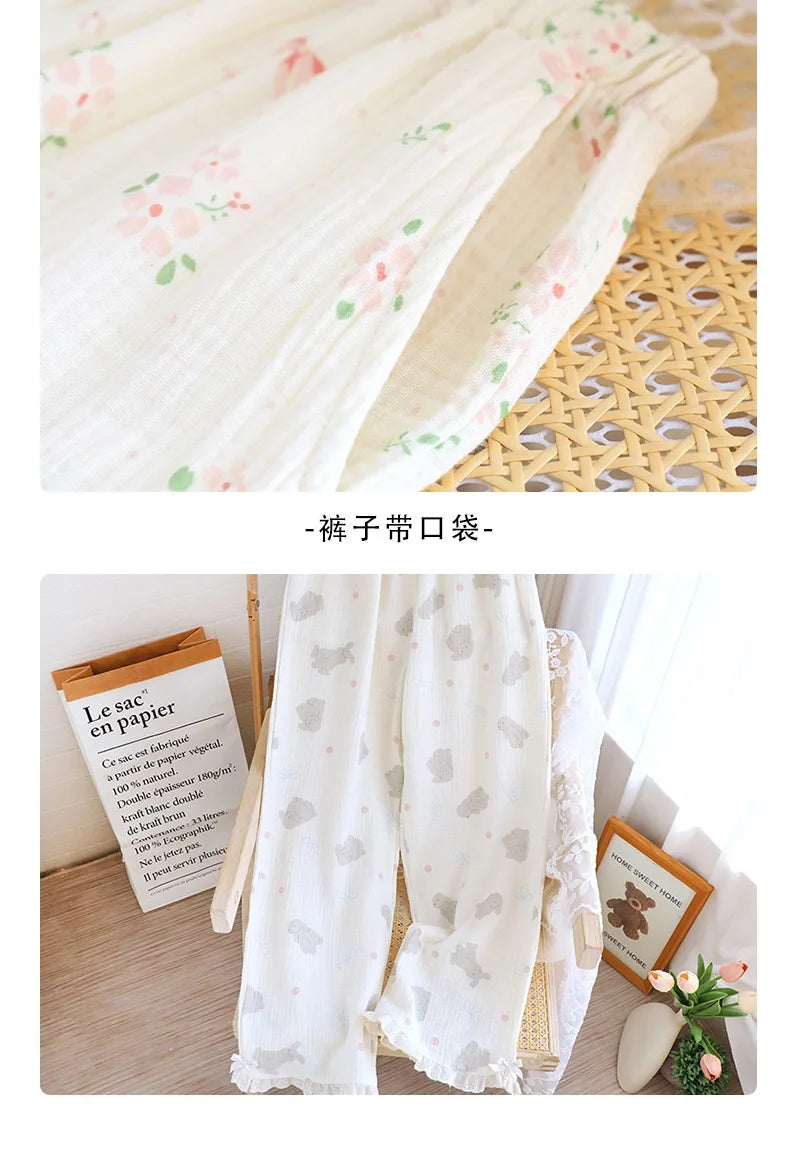 Ladies Loose 100% Cotton Elastic Waist Sleep Bottoms