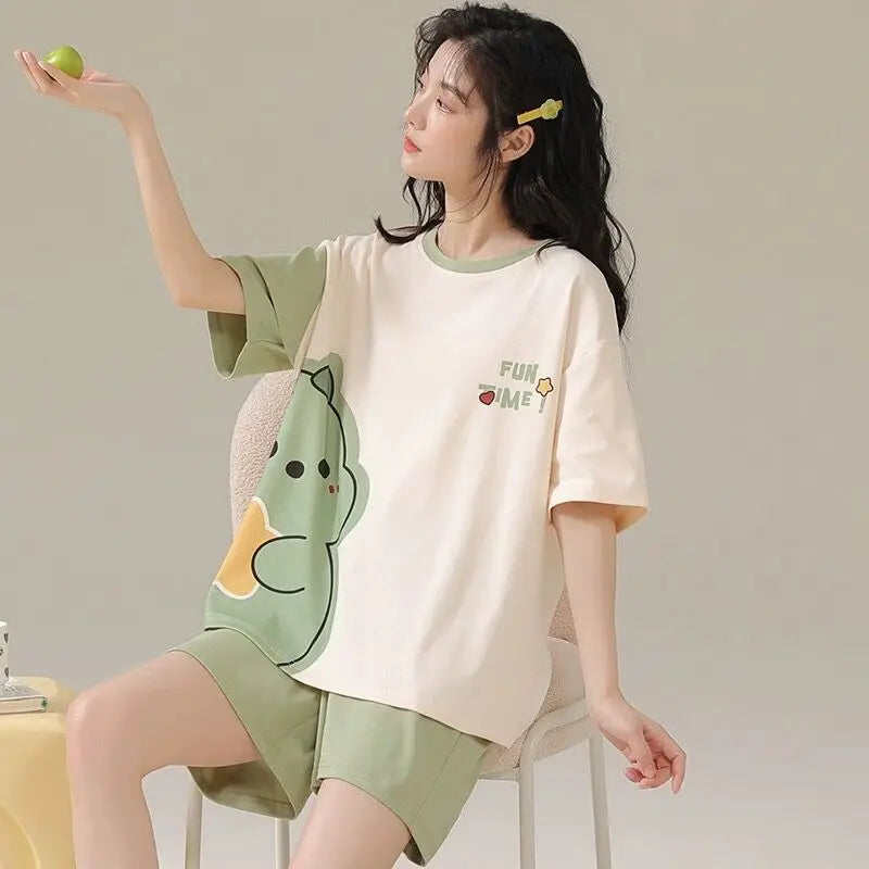 Oversized Loose-Fitting Short-Sleeved Short Pants Set