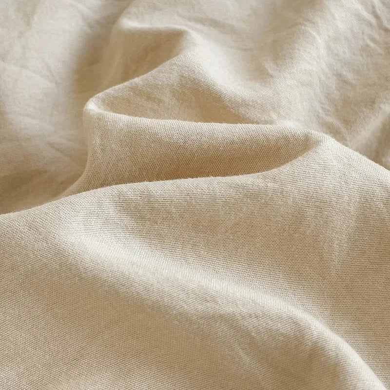 Linen Cotton Bedding Set 4pcs with Sheet Duvet Cover Pillowcases & Bedsheet