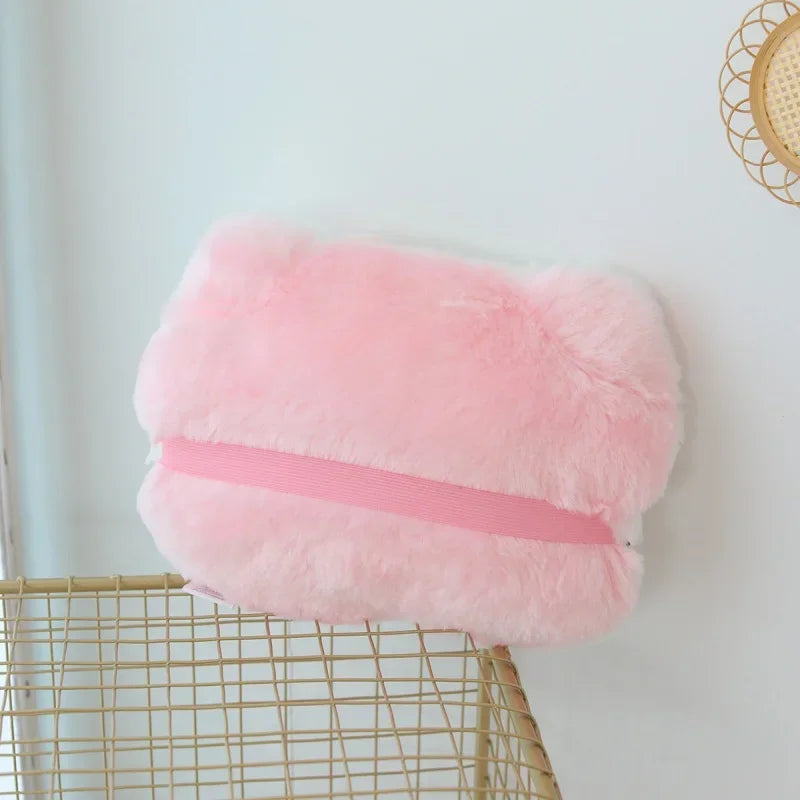 Fluffy Big Size White Pink Back Hello Kitty Stuffed Cuddly Plushies