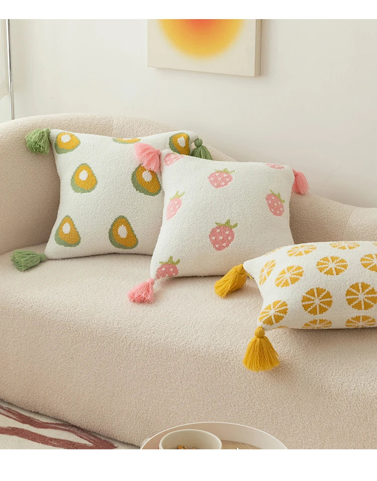 Tussle Style Plush Pillowcase Flower & Fruit Patterns