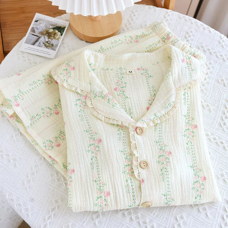 Ladies 100% Cotton Gauze Pajama Loungewear