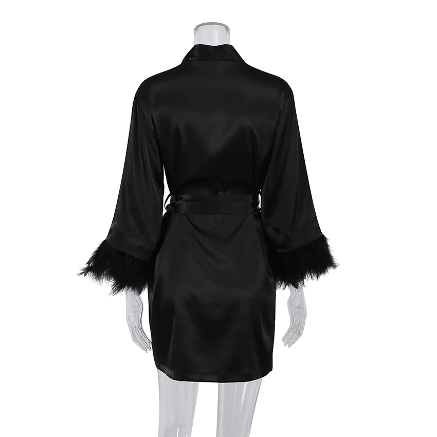 Satin Sexy Mini Long Sleeve Loose Dress