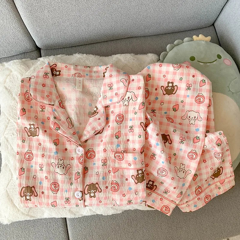 Sweet Cartoon Print Harajuku Style Cute Fashion Two-piece Set