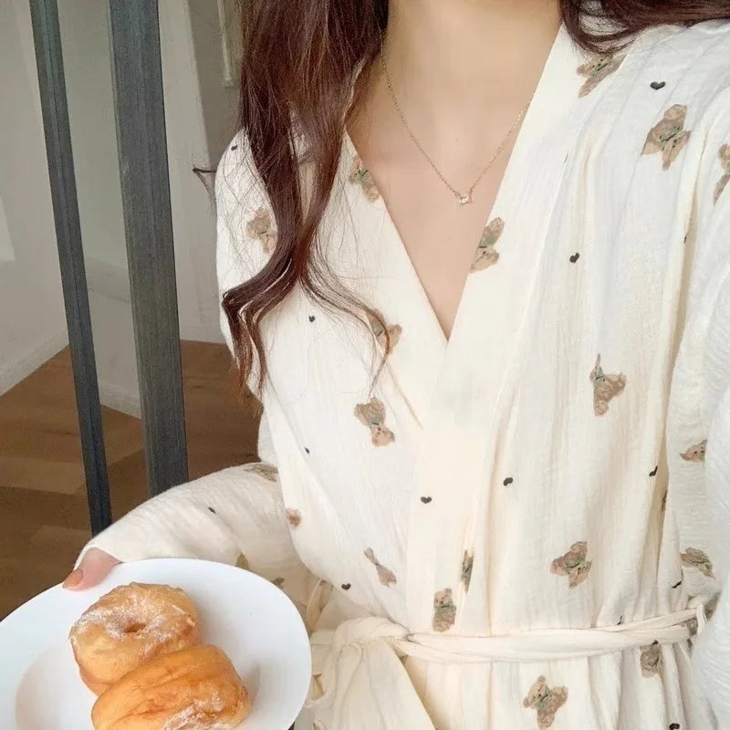 Female Spring Japanese-style Cute Bear Bathrobe