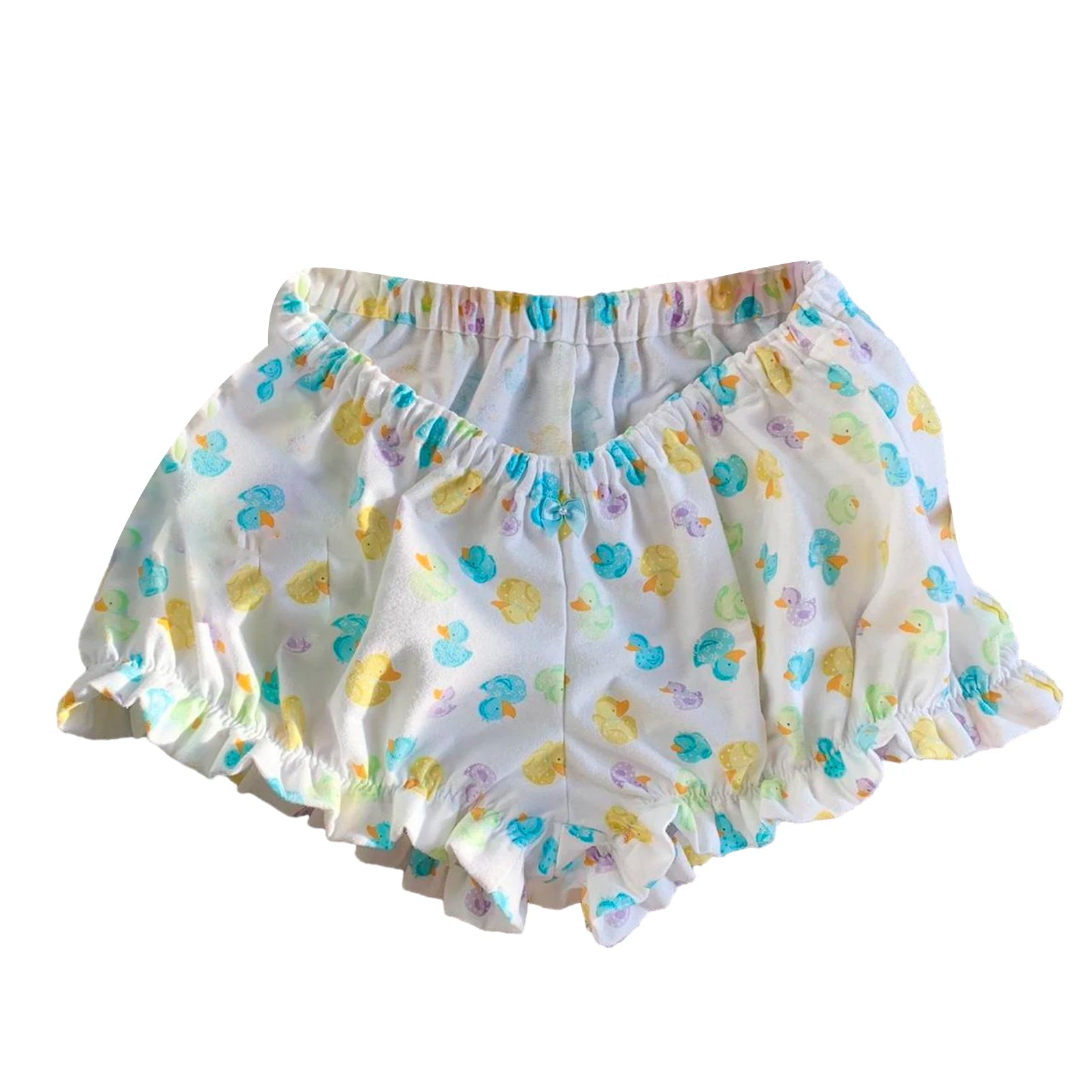Y2K Plaid Pajama Shorts Elastic Band Ruffle Trim Cottage Pajamas Bottoms