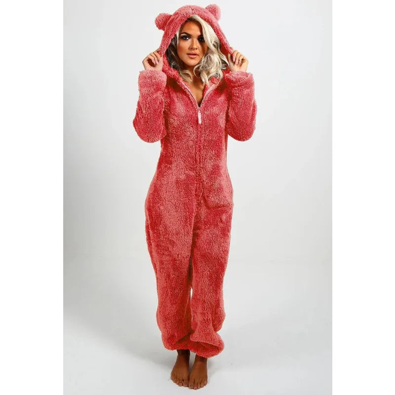 Plush Onesie Hooded Pajamas