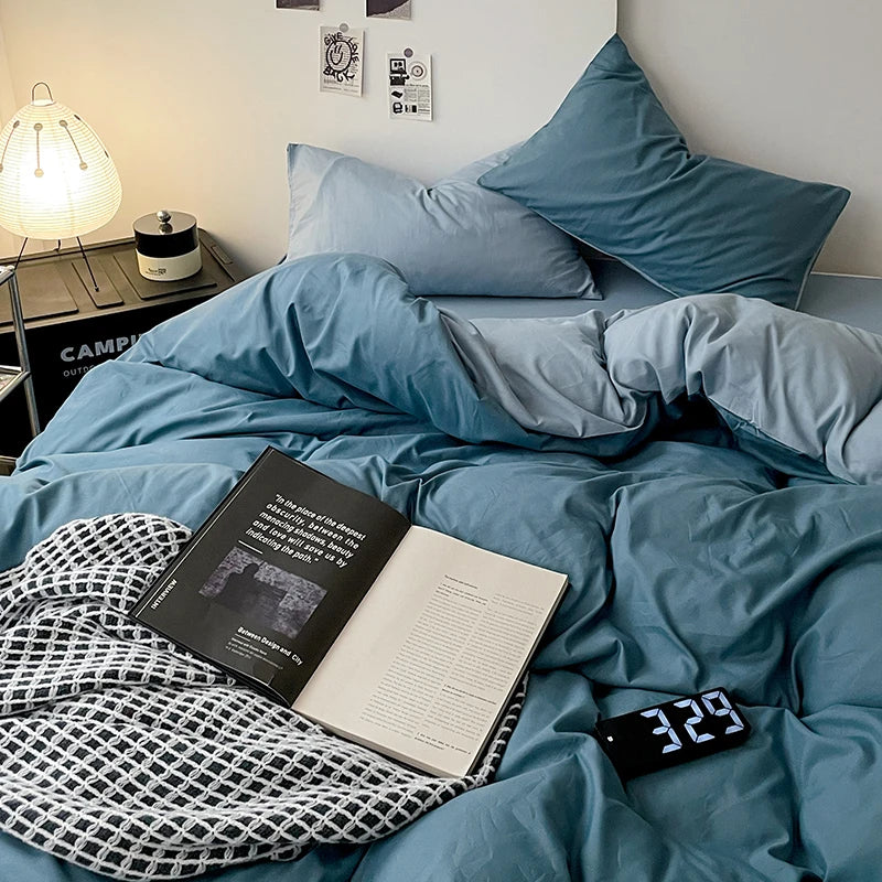 Simple Solid Color Bedding Set Soft Brushed Duvet Covers