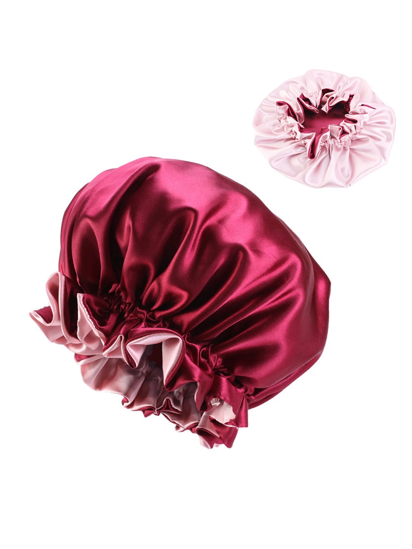 Double Layer Reversible Two Tone Satin Hat Silk Bonnet for Sleeping