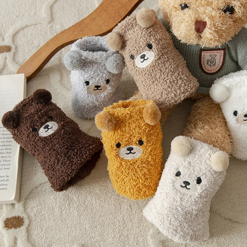 Kawaii 3D Bear Cute Animal Thick Fleece Fuzzy Socks