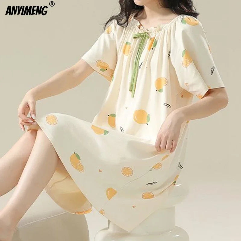 Summer Women Short Sleeves Sleep-shirt Casual Dress