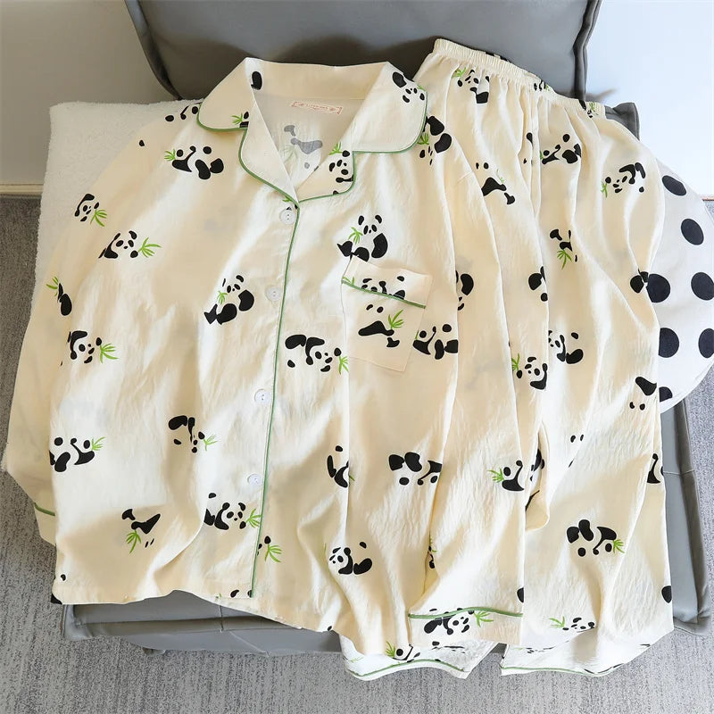 Cute Print Women's Pajamas Set Long Sleeve Tops and Pants Loungewear