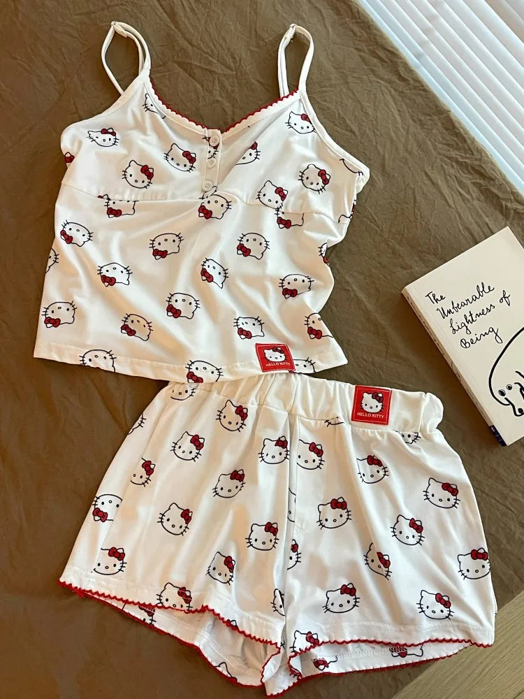 Hello Kitty Anime Pajamas Set Top and Shorts